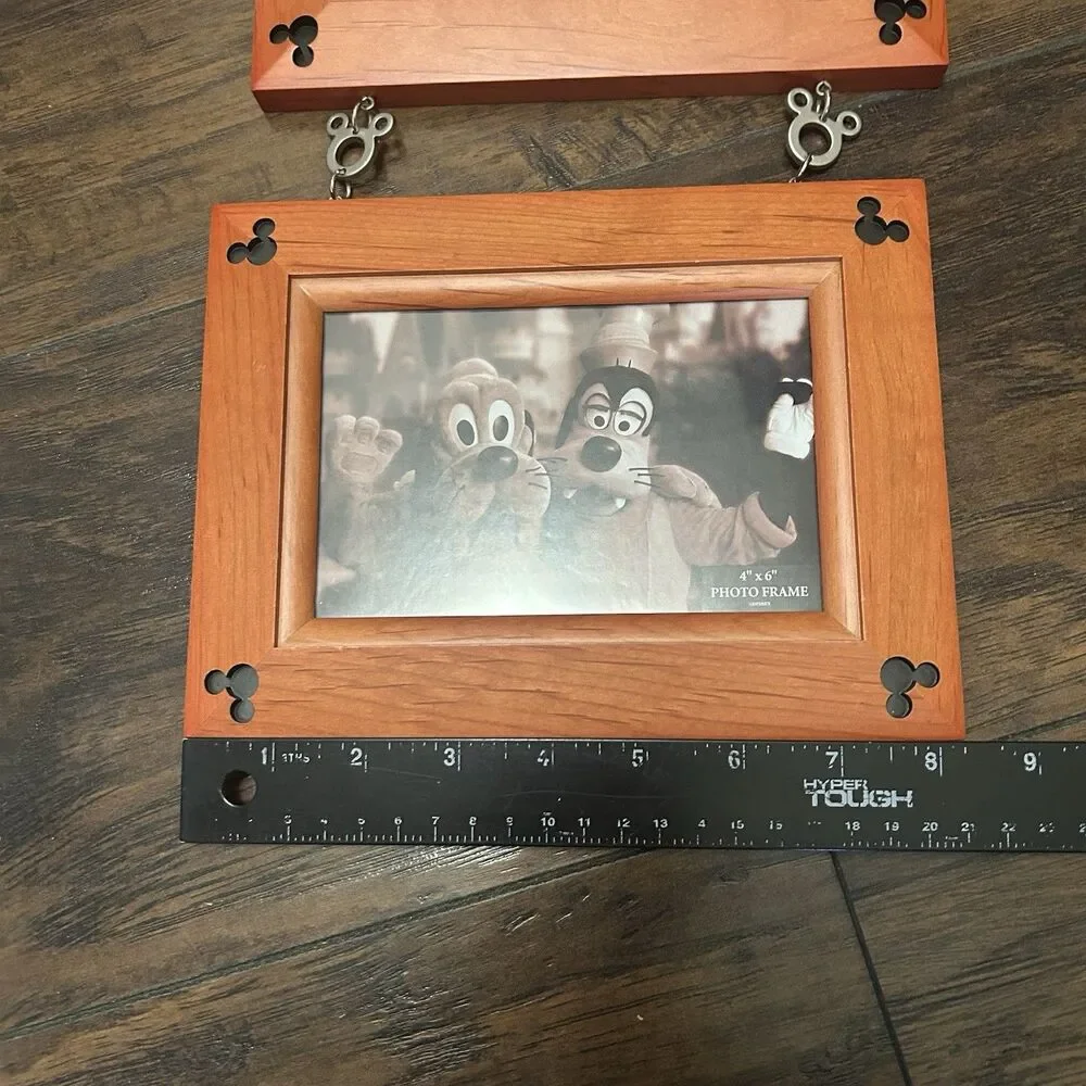 Disney Mickey 3 Wood Picture Hanging Frames 4x6 Parks Photo Frame Wall Decor